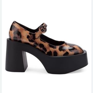 Larroude Leopard Print Patent Leather Mary Jane Pumps
